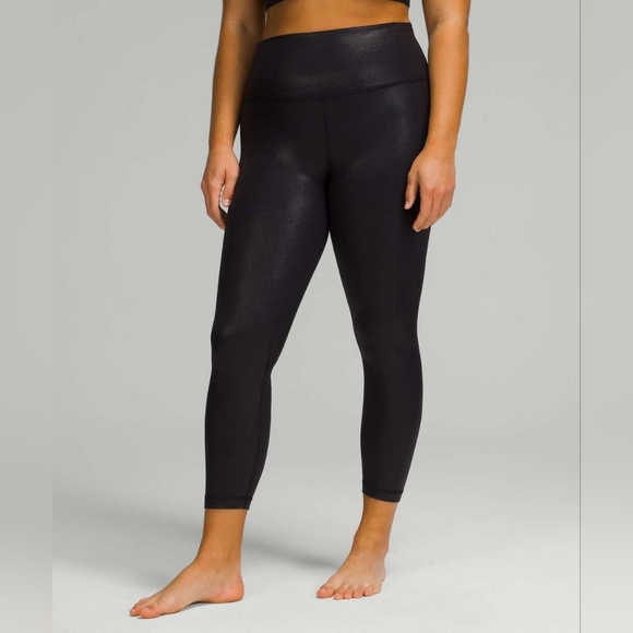 NWT Lululemon Align High-Rise Pant 25" *Shine Radiate Foil Print Black - Picture 2 of 10